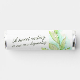 Spring green leaves watercolor art wedding favors