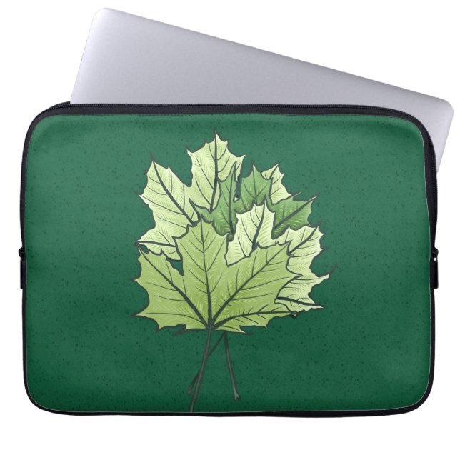 Spring Green Maple Leaves Nature Lover Laptop Sleeve (Front)