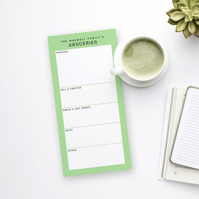 Spring Green Minimal Simple Grocery Shopping List Magnetic Notepad (Creator Uploaded)