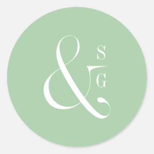 Spring green modern typography couples monogram classic round sticker