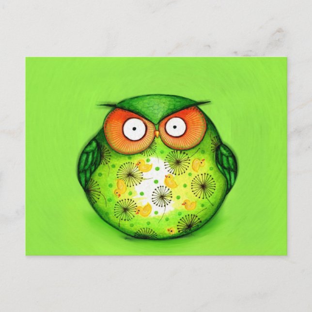 Spring Green Owl Postcard (Front)