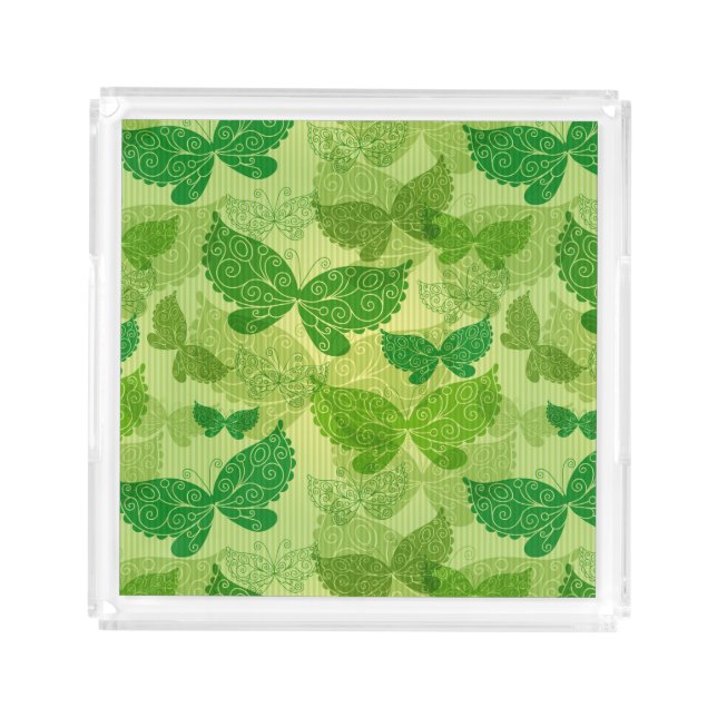 Spring Green Pattern Acrylic Tray (Front)