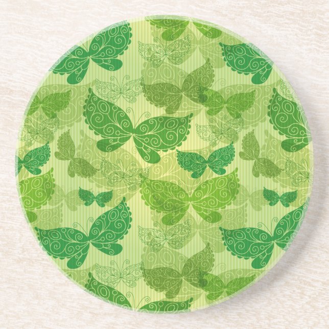 Spring Green Pattern Drink Coaster (Front)