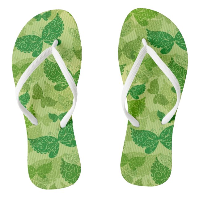 Spring Green Pattern Flip Flops (Footbed)