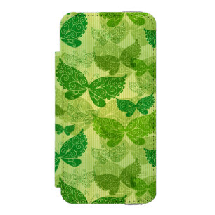 Spring Green Pattern Wallet Case For iPhone SE/5/5s