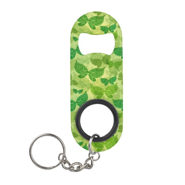 Spring Green Pattern Keychain Bottle Opener (Front)