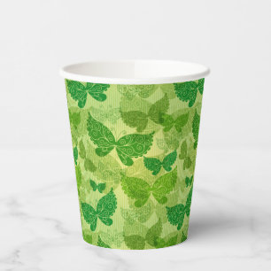 Spring Green Pattern Paper Cups