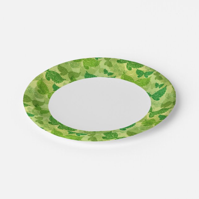 Spring Green Pattern Paper Plates (Angled)