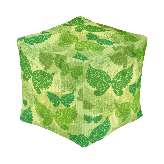 Spring Green Pattern Pouf (Angled Front)