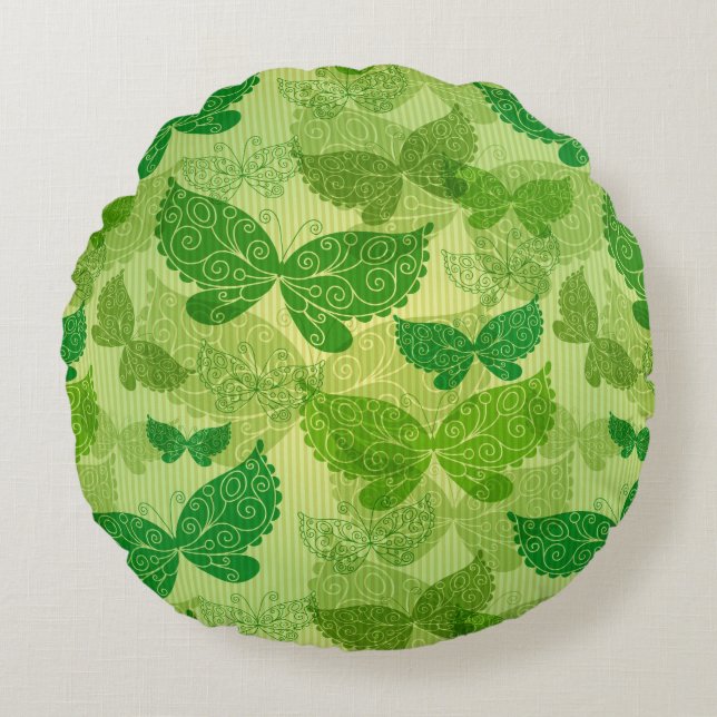 Spring Green Pattern Round Pillow (Front)
