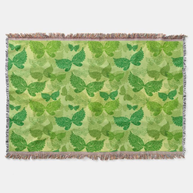 Spring Green Pattern Throw Blanket (Front)