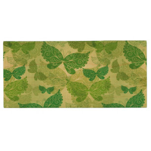 Spring Green Pattern Wood Flash Drive