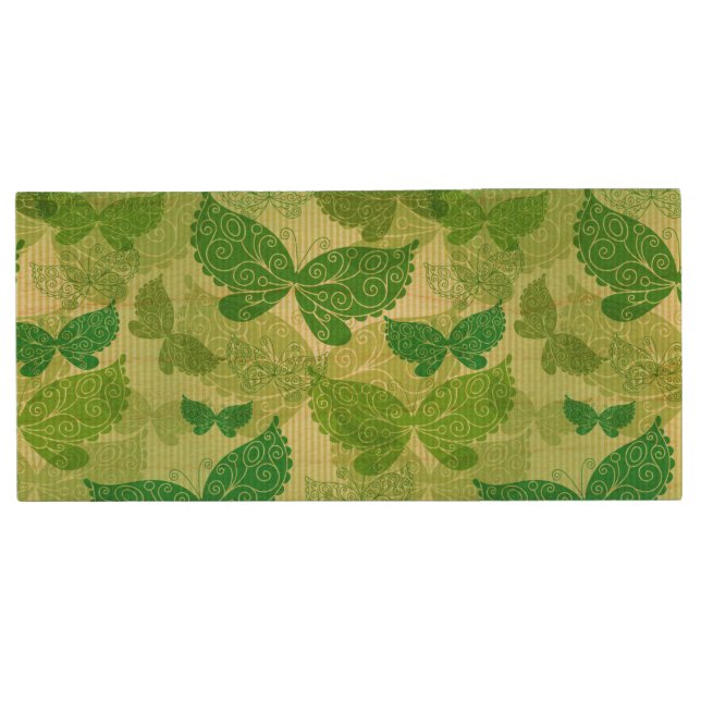Spring Green Pattern Wood Flash Drive (Front)