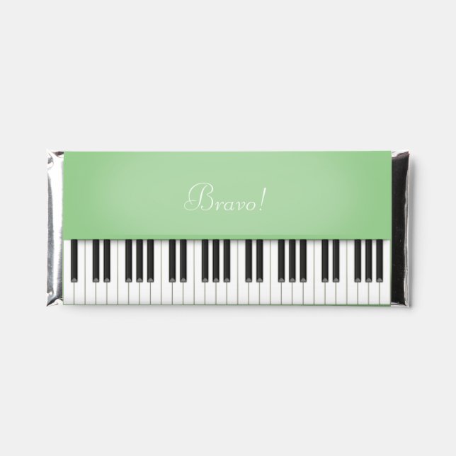 Spring Green Piano Keyboard Instrument Custom Hershey Bar Favors (Front)