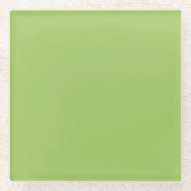Spring Green, Plain Light Green, Solid Light Green Glass Coaster (Front)