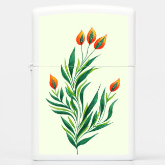 Spring Green Plant With Orange Buds Zippo Lighter