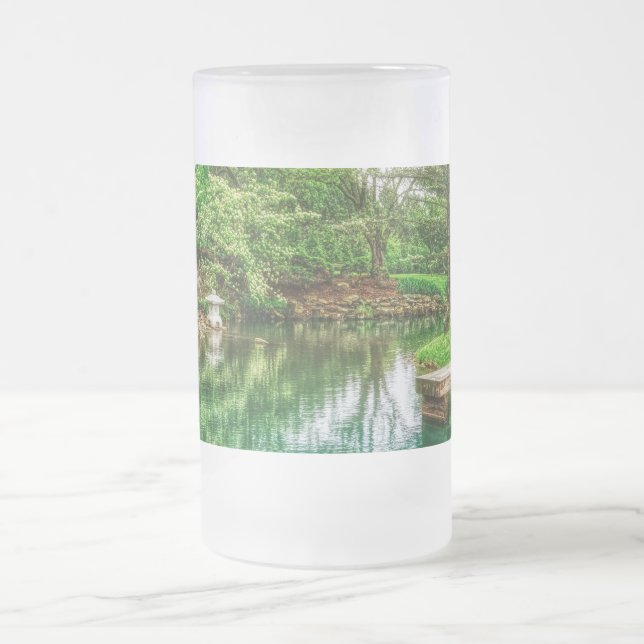 Spring Green Reflections Frosted Glass Beer Mug (Center)