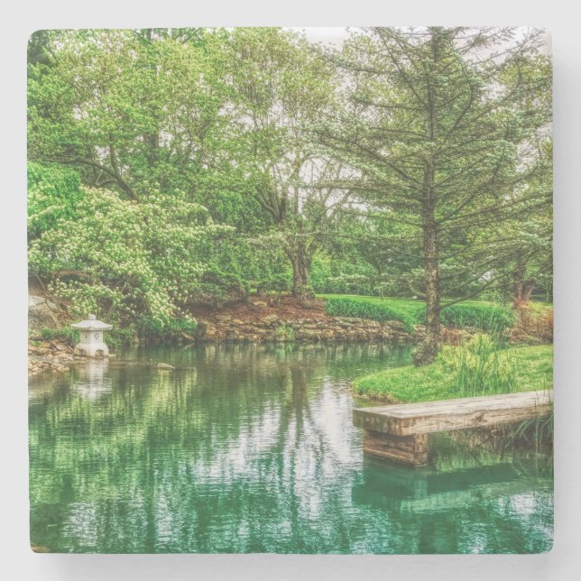 Spring Green Reflections Stone Coaster (Front)
