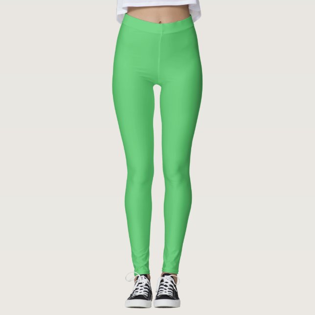 Spring green solid color leggings (Front)