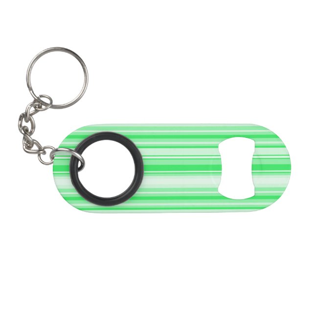 Spring green stripes keychain bottle opener (Front (Horizontal))