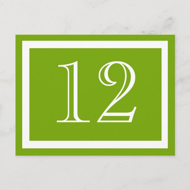 Spring Green Table Number Cards (Front)