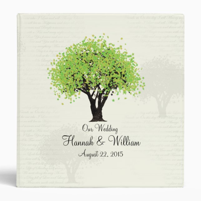 Spring Green Tree Dancing Blooms 3 Ring Binder (Front)
