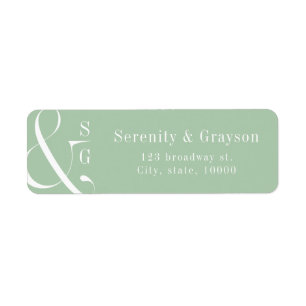 Spring green typography couples monogram address label