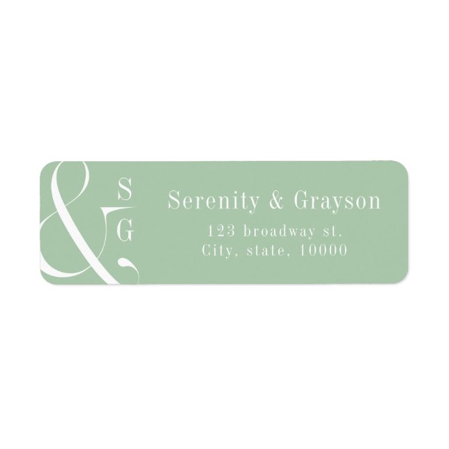 Spring green typography couples monogram address label (Front)