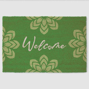 Spring Green Welcome Coir Mat