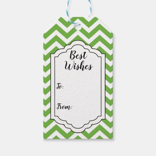 Spring Green  White Chevron Wedding Birthday Gift Tags