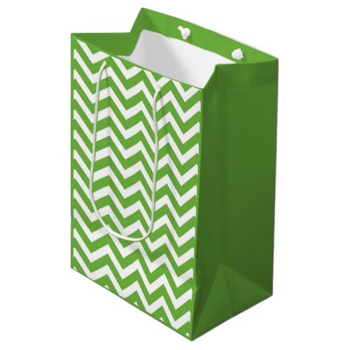 Spring Green  White Chevron Wedding Birthday Medium Gift Bag