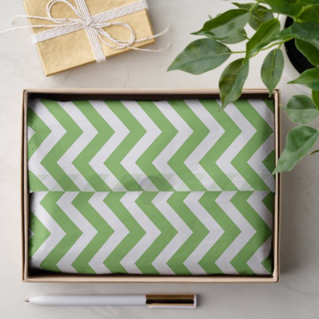 Spring Green & White Chevron Wedding Birthday Tissue Paper (Gift)