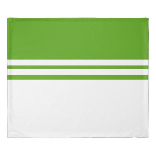 Spring Green White Color Block Racing Stripes Duvet Cover