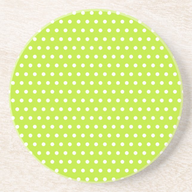 Spring Green White Dots  Coaster (Front)