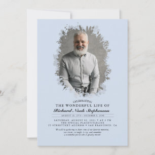 Spring Greenery Foliage Silhouette Funeral Photo Invitation