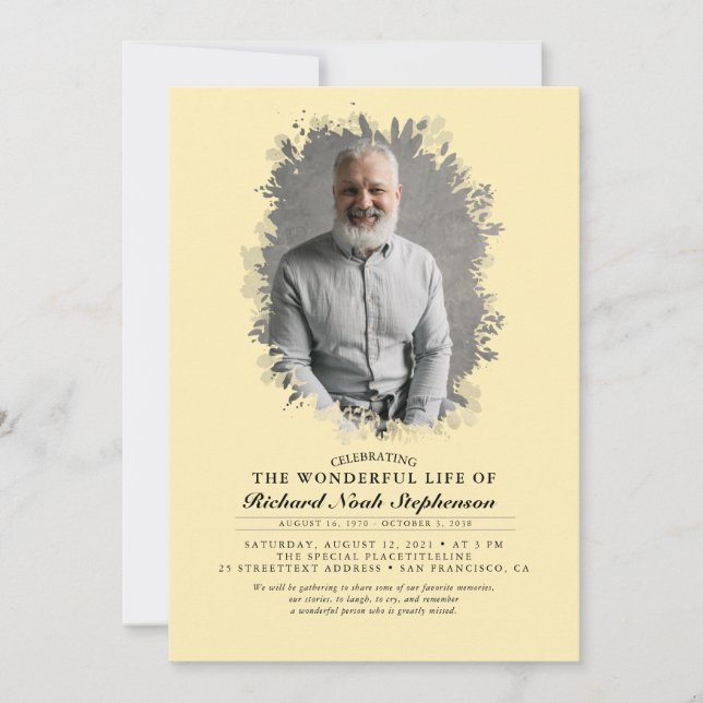 Spring Greenery Foliage Silhouette Funeral Photo Invitation (Front)