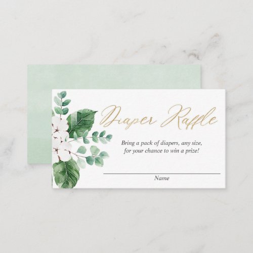 Spring greenery gold white floral diaper raffle enclosure card