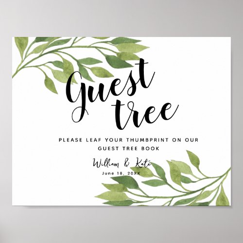 spring greenery wedding guestbook Tree SIGN