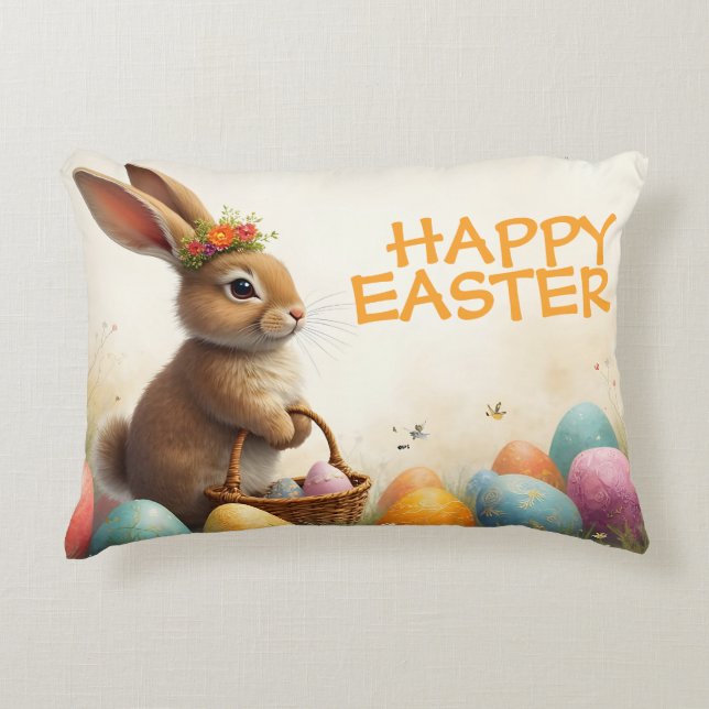 Spring Greetings from the Easter Bunny Accent Pillow (Front)