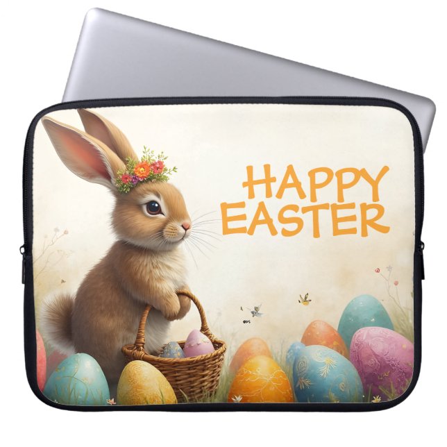 Spring Greetings from the Easter Bunny Laptop Sleeve (Front)