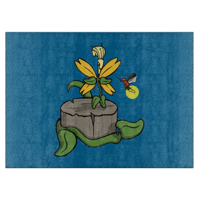 Spring Greets Summer Glass Cutting Board (Front)