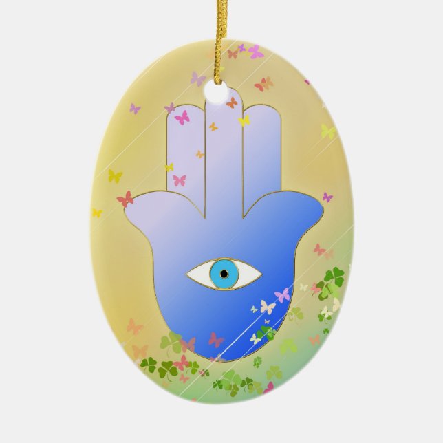 Spring Hand of Fatima Ceramic Ornament (Front)