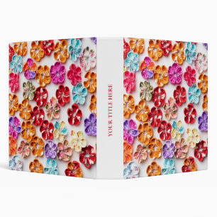 Spring Handmade sewn fabric Flowers Multicolor 3 Ring Binder
