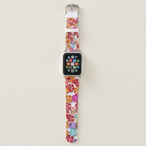 Spring Handmade sewn fabric Flowers Multicolor  Apple Watch Band