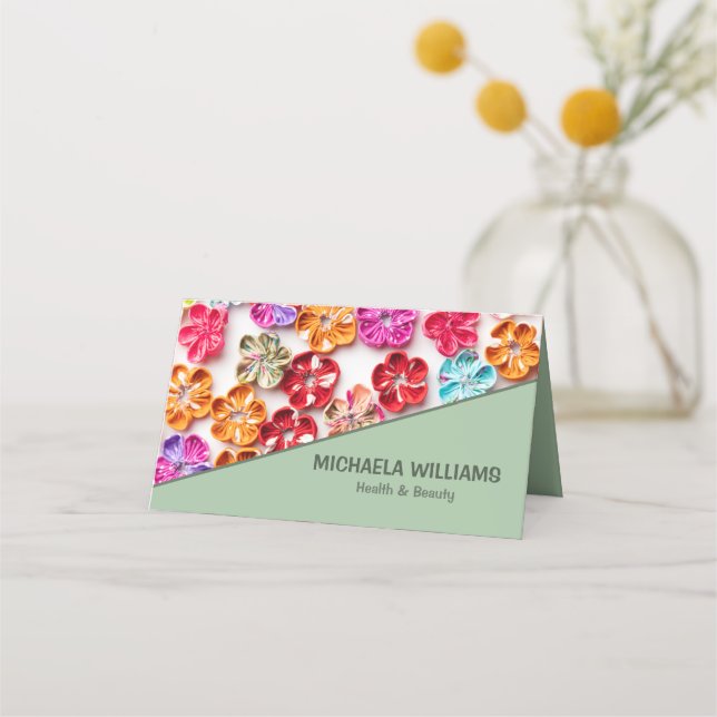 Spring Handmade sewn fabric Flowers Multicolor  Appointment Card (Front)