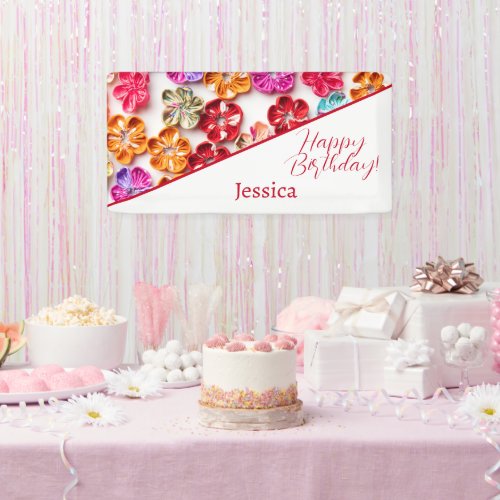 Spring Handmade sewn fabric Flowers Multicolor  Banner