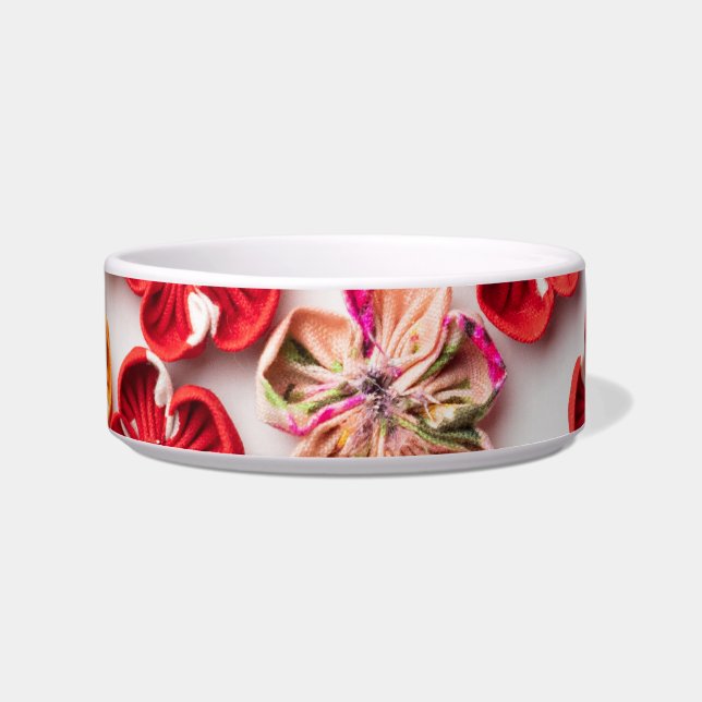 Spring Handmade sewn fabric Flowers Multicolor  Bowl (Front)