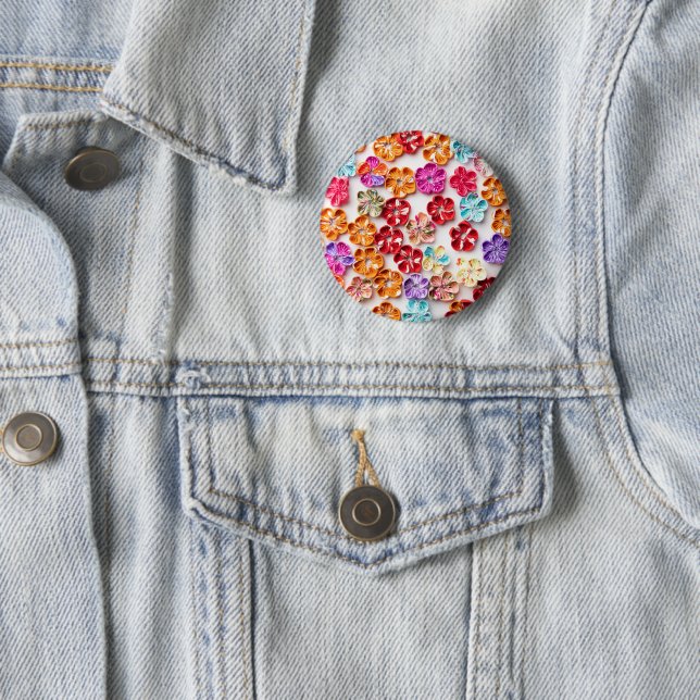 Spring Handmade sewn fabric Flowers Multicolor  Button (In Situ)