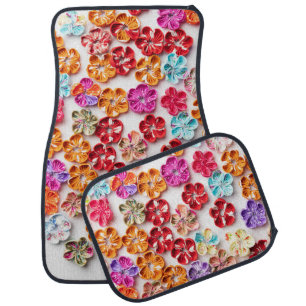 Spring Handmade sewn fabric Flowers Multicolor Car Floor Mat