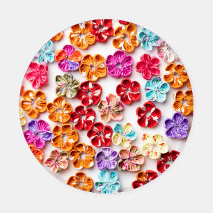 Spring Handmade sewn fabric Flowers Multicolor Coaster Set